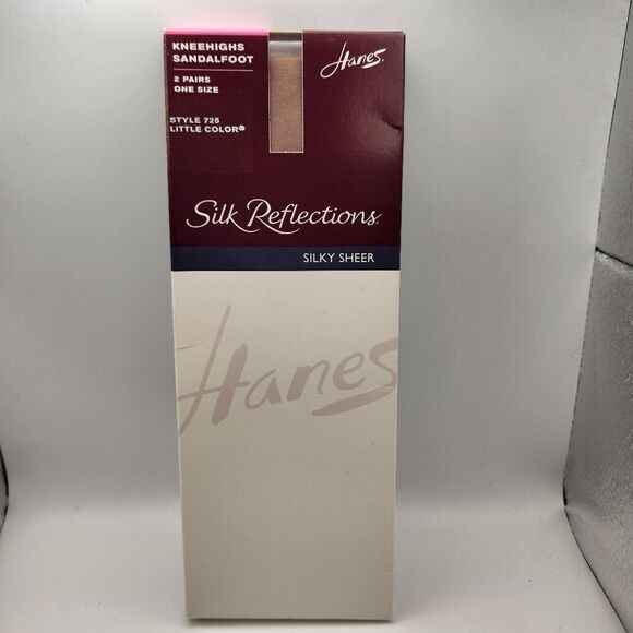 Hanes Silk Reflections Silky Sheer Knee Highs Sandalfoot Style 725 Vintage 2003 - Picture 1 of 5